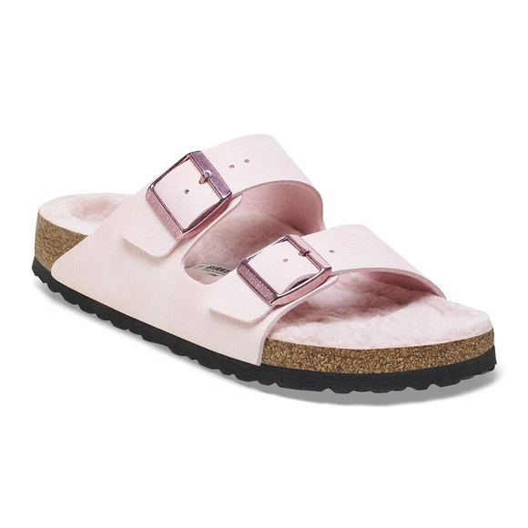 Birkenstock Arizona Desert Dust Light Rose Shearling Slide Sandal 38EU 7-7.5US - Picture 1 of 16